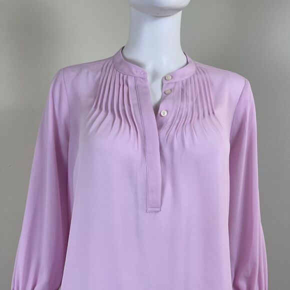 J Crew Women Size S Petite Pink Pleated Pintuck Sheer Chiffon Blouse NEW Top Tie - Picture 5 of 16